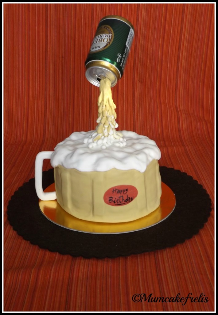 Gravity-defying Beer Mug Cake