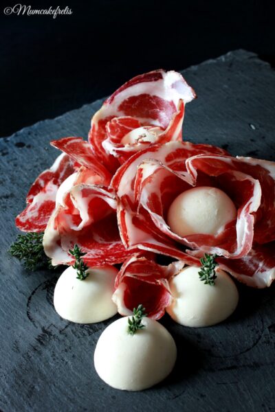 Fiori di coppa con pannacotta al parmigiano