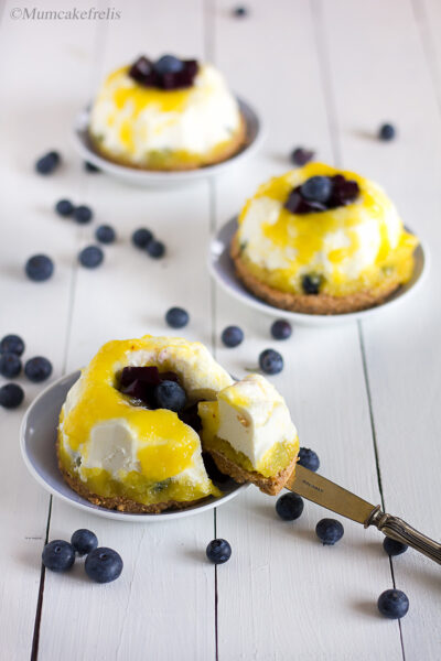 cheesecake mango e mirtilli