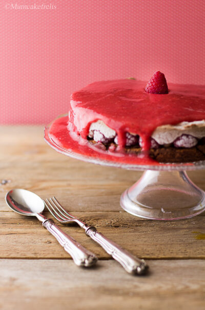 torta cioccolato e lamponi