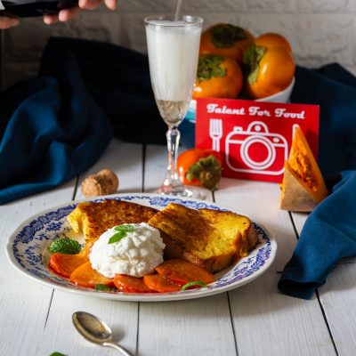 pane dolce alla zucca con mousse al caprino al maraschino