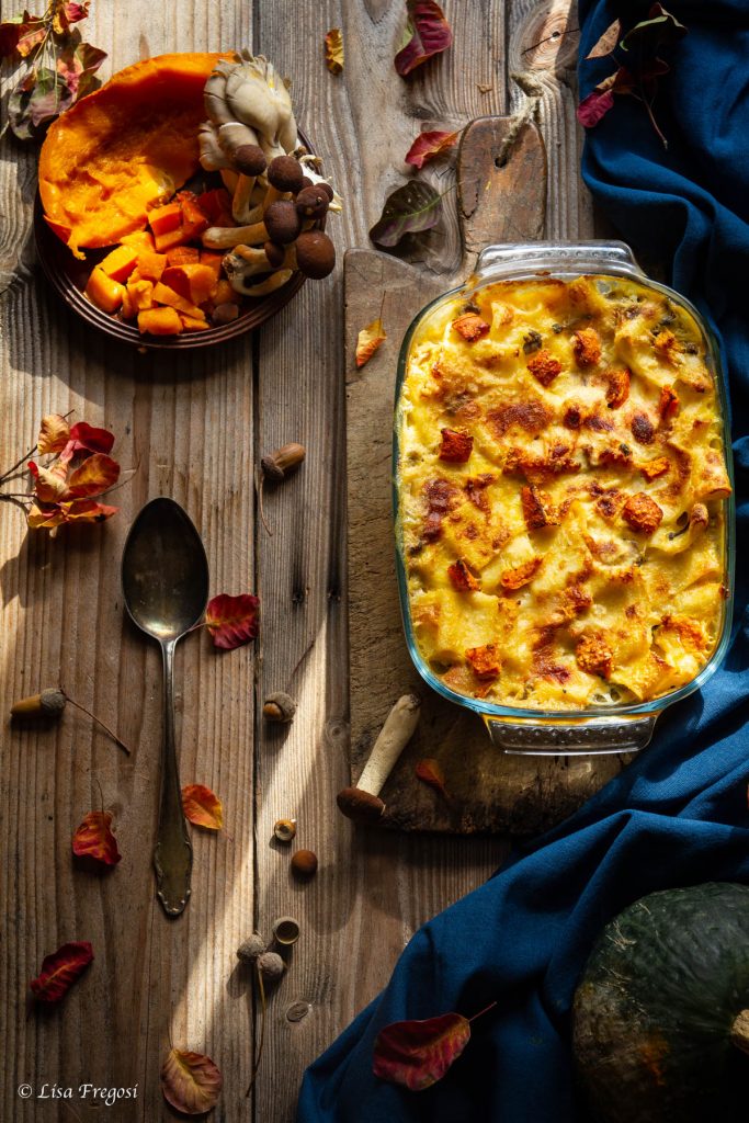 come fare la pasta al forno con zucca funghi e taleggio