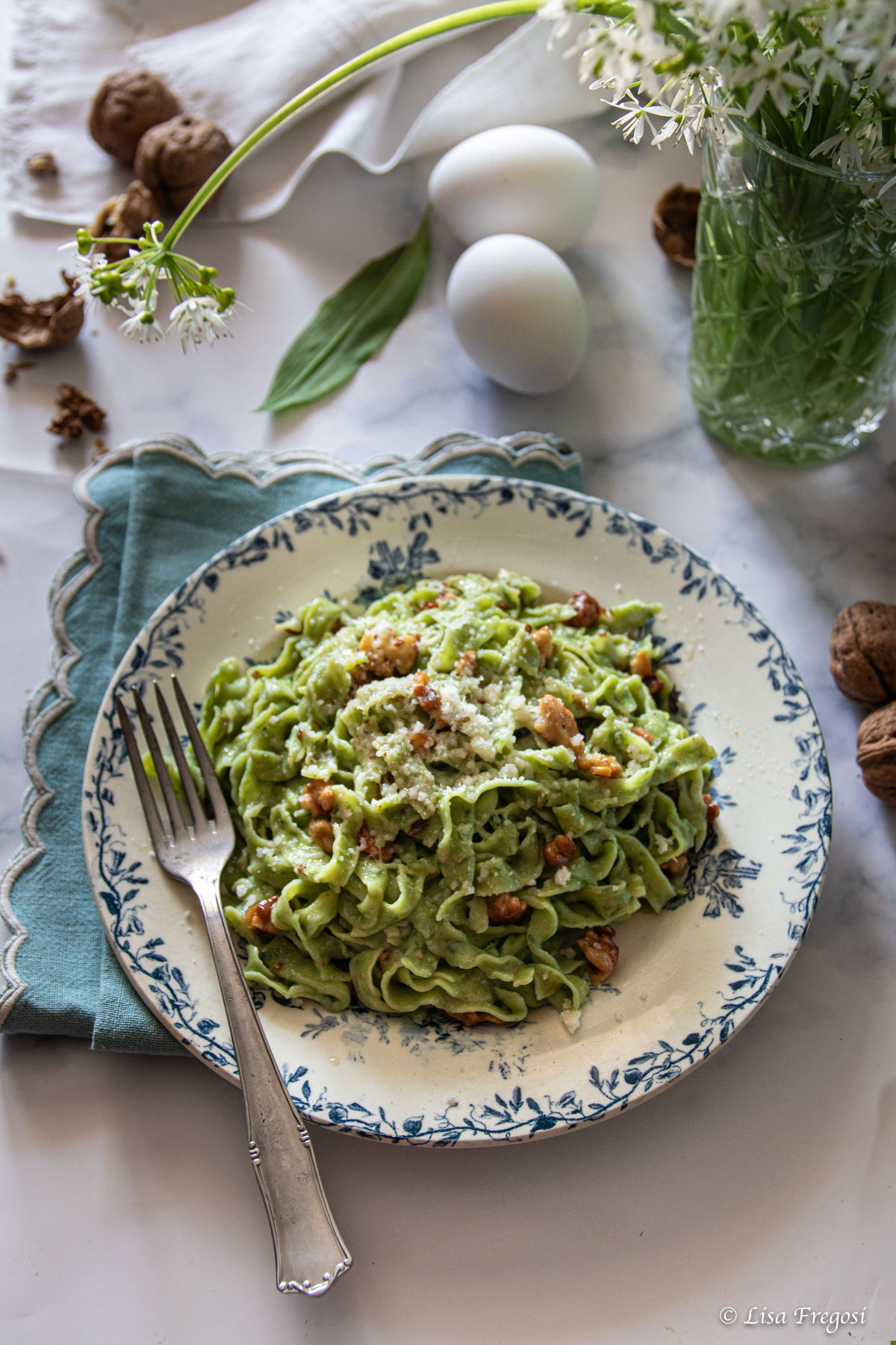 tagliatelle verdi di aglio orsino fatte in casa