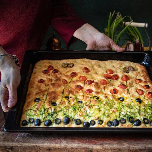 focaccia giardino o focaccia primavera, la Garden Focaccia ricetta